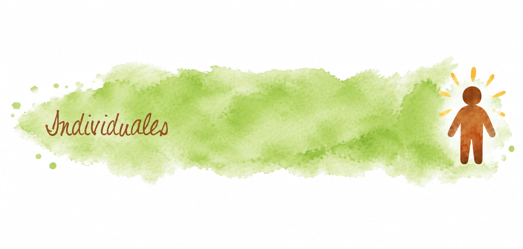 Ilustración en acuarela verde con la silueta de una persona radiante
